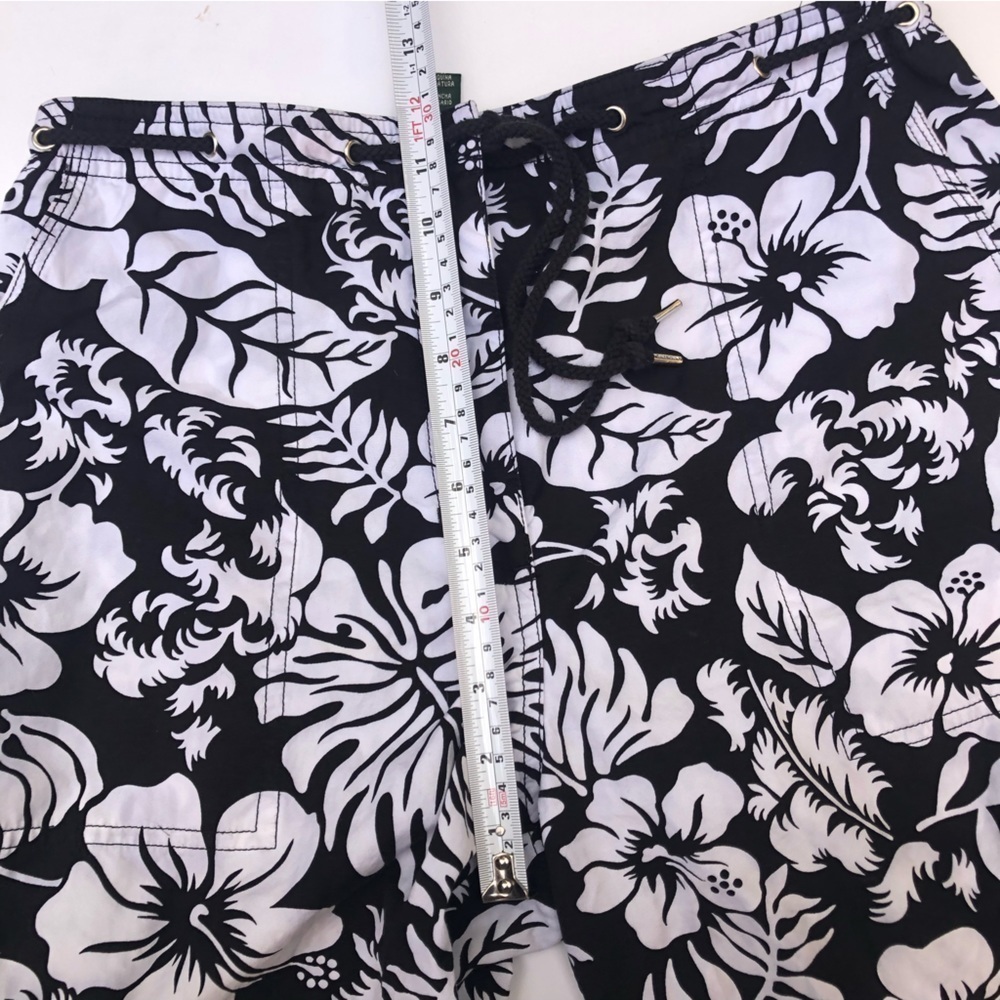 Ralph Lauren Vintage 90s Floral tropical Print Capri Pant white black - Picture 5 of 9
